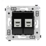 Avanti Компьютерная розетка RJ-45 без шторки в стену, кат.6А двойная экранированная,  Черный квадрат 4402774 DKC
