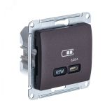 GLOSSA USB РОЗЕТКА тип-C 65W высокоскор.заряд. QC, PD, механизм, ШОКОЛАД GSL000827 Systeme Electric