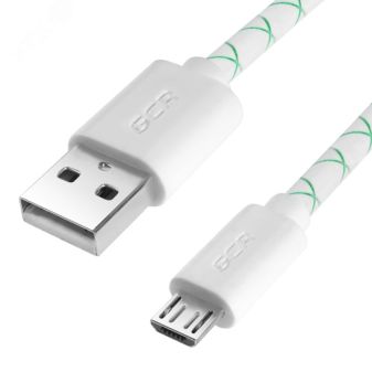 Кабель Micro USB, 0.5 м., белый-зеленый, быстрая зарядка 1000552133 Greenconnect