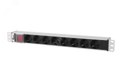 Блок розеток Rem-10 без шнура с выключателем 8 Sсhuko вход IEC 60320 C14 10A 19' R-10-8S-V-440-Z  REM