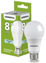 Лампа светодиодная A60 груша 8Вт 230В 6500К E27 GENERICA LL-A60-08-230-65-E27-G IEK