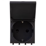 Avanti Розетка с крышкой модульная, 2P+E, с з/ш, , Черный матовый, 2 модуля 4412012 DKC