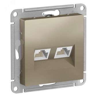 Розетка ATLASDESIGN двойная компьютерная RJ45+RJ45 категория 5E механизм шампань ATN000585 Systeme Electric