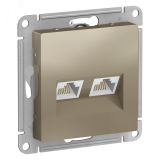Розетка ATLASDESIGN двойная компьютерная RJ45+RJ45 категория 5E механизм шампань ATN000585 Systeme Electric