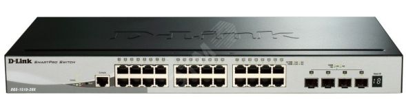 Коммутатор настраиваемый L2 28 портов, 24хRJ45 10/100/1000 Мб/с, 4хSFP+ 92287 D-Link