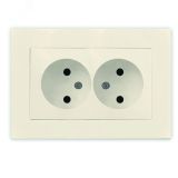 Розетка двухместная серия Афина б/з, с/у, 16А, 220В, слоновая кость (ivory) (еврослот) A0102-I UNIVersal
