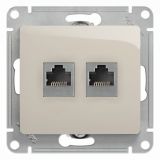 GLOSSA Розетка двойная RJ11+RJ45 категория 5E механизм молочный GSL000985 Systeme Electric