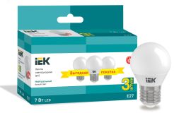 Лампа светодиодная G45 шар 7Вт 230В 4000К E27 (3шт/упак) IEK LLE-G45-07-230-40-E27-3 IEK