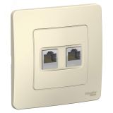 BLANCA скрытой установки розетка двойная компьютерная RJ45, молочный BLNIS045452 Systeme Electric