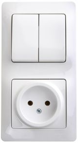 Блок: розетка + выключатель двухклавишный белый GSL000172 Systeme Electric