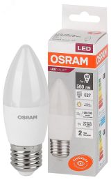 Лампа светодиодная LED 7 Вт E27 3000К 560Лм свеча 220 В (замена 60Вт) OSRAM 4058075579446 LEDVANCE