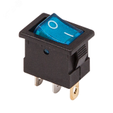 Выключатель клавишный 12V 15А (3с) ON-OFF синий с подсветкой Mini, REXANT 36-2171 REXANT