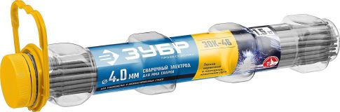 Электрод сварочный ЗОК-46 рутил-целлюлозный, d 4.0 х 350 мм, 1,5 кг в ПВХ тубе, Профессионал. 40031-4.0 ЗУБР