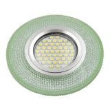DLS-L142 GU5.3 GLASSY/GREEN Светильник декоративный встраиваемый, серия Luciole. Без лампы, цоколь GU5.3. Доп. светодиодная подсветка 3Вт.Стекло. Зеркальный/светло-зеленый. ТМ Fametto UL-00003882 Uniel