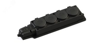 Колодка 4х розетка четырехместная 2К+З каучуковая 16А/250В IP44 Чёрная MultiSet MST4104BK Systeme Electric
