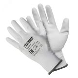 Перчатки ''Для точных работ'', полиэстер, полиуретановое покрытие, в и/у, 8(M), белые PR-PU051 АДМ