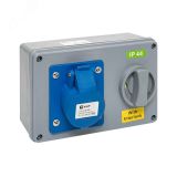Розетка с блокировкой и выключателем 1413 2Р+РЕ 16А 220В IP44 ps-1413-16-220 EKF