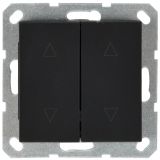 Выключатель двухклавишный для штор 10A 250V~ с накладкой, цвет черный матовый (soft touch) G3028PB Jasmart