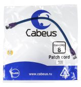 Патч-корд S/FTP, категория 8 (40G, 2000 MHz), 2xRJ45/8p8c, экранированный, синий, LSZH, 0.3 м 9699c Cabeus