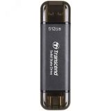 Накопитель твердотелый SSD 512GB ESD310, USB 3.1 Gen 2, USB Type A / Type C, черный 1000714070 Transcend