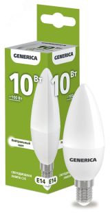 Лампа светодиодная C35 свеча 10Вт 230В 4000К E14 GENERICA LL-C35-10-230-40-E14-G IEK