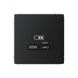 ARTGALLERY USB розетка тип-С 65Вт высокоскор.заряд. QC, PD, механизм, карбон GAL001027 Systeme Electric