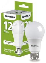 Лампа светодиодная A60 груша 12Вт 230В 4000К E27 GENERICA LL-A60-12-230-40-E27-G IEK