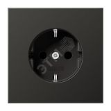 Штепсельная розетка SCHUKO одинарная, с заземлением, без шторок, 16A, 250В  (механизм + накладка, без рамки). Серия LS990  Материал- металл  антрацит AL1520AN JUNG