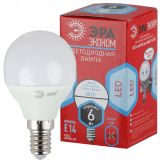 Лампа светодиодная ECO LED P45-6W-840-E14 (диод, шар, 6Вт, нейтр, E14 (10/100/3000) Б0019077 ЭРА