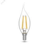 Лампа светодиодная филаментная LED 4.5 Вт 420 лм 4100К AC180-240В E14 свеча нейтральный  Basic Gauss 1041125 GAUSS