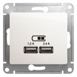 GLOSSA USB РОЗЕТКА A+С, 5В/2,4А, 2х5В/1,2 А, механизм, ПЕРЛАМУТР GSL000639 Systeme Electric