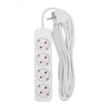 Удлинитель STANDARD 4 гнезда, 5 м, 3х1,0 мм2, с/з, белый 13-4027 REXANT