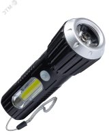 Фонарь ручной аккумуляторный 1Вт LED+2ВтCOB/коллим линза/Li-ion18650 1000mAh/ABS-пл/USBшнур, KOS114Lit Космос