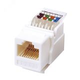 Модуль Keystone Jack RJ-45(8P8C), UTP неэкранированный, категория 5e, тип 180 градусов, самозажимной, белый, 03-1012 REXANT