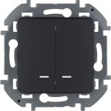 Выключатель двухклавишный с подсветкой/индикацией INSPIRIA 10 AX 250 В~ антрацит 673633 Daccord/Legrand