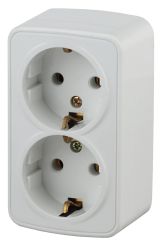Розетка 2х2P+E Schuko, 16A-250В, ОУ, Polo, белый, 3-204-01 Б0036100 ЭРА