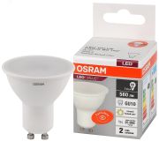 Лампа светодиодная LED 7 Вт GU10 3000К 560Лм спот 220 В (замена 60Вт) OSRAM 4058075581555 LEDVANCE