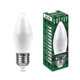 Лампа светодиодная LED 9вт Е27 белый матовая свеча 55129 SAFFIT