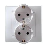 15 Розетка двойная 2Р+Е Schuko 16А 250В винтовой зажим белый 1590459-030 Simon