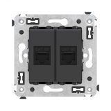 Avanti Компьютерная розетка RJ-45 без шторки в    стену кат.5е двойная Черный матовый 4412664 DKC