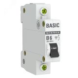Автоматический выключатель 1P 6А (B) 4,5кА ВА 47-29 Basic mcb4729-1-06-B EKF