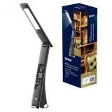 Светильник TLD-567 Black/LED/300Lm/4500K/Dimmer настольный c часами, календарем, термометром, 6W. Встроенный аккумулятор 2000mAh. Сенсорный выключатель. Диммер. Черный. ТМ UL-00006770 Uniel