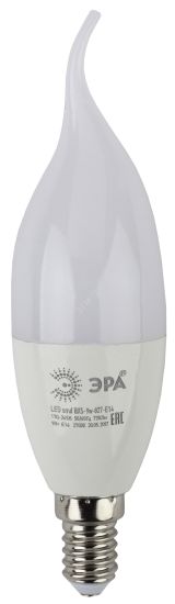 Лампа светодиодная LED BXS-9W-827-E14 (диод, свеча на ветру, 9Вт, тепл, E14 (10/100/2100) Б0027973 ЭРА