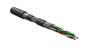 Кабель для сетей Industrial Ethernet. категория 6. 4x2x23 AWG. многопроволочные жилы (patch). S/FTP. бронированный. SHF1/SHF1. черный 444080 Hyperline