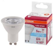 Лампа светодиодная LED 5Вт GU10 4000К 370лм спот 230V CL (замена 50Вт) PAR16 OSRAM LS 4058075403406 LEDVANCE