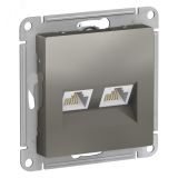 Розетка ATLASDESIGN двойная компьютерная RJ45+RJ45 категория 5E механизм сталь ATN000985 Systeme Electric