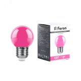 Лампа светодиодная LED 1вт Е27 розовый шар 38123 FERON