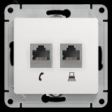 GLOSSA Розетка телефон/компьютер RJ11+RJ45 категория 5е в рамку белая GSL000185 Systeme Electric