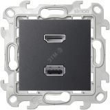 Коннектор HDMI+USB 2.0, графит 2411095-038 Simon