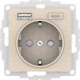 ATLASDESIGN РОЗЕТКА 16А c 2 USB A+C, 5В/2,4А/3,0А, 2х5В/1,5А, механизм, БЕЖЕВЫЙ ATN000232 Systeme Electric